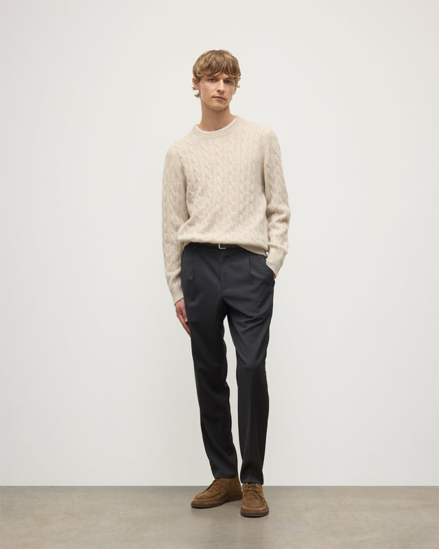 Calder Natural Cable Cashmere Jumper