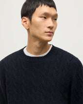Calder Dark Blue Cable Cashmere Jumper