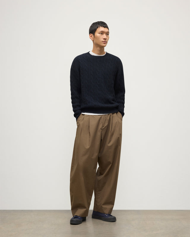Calder Dark Blue Cable Cashmere Jumper