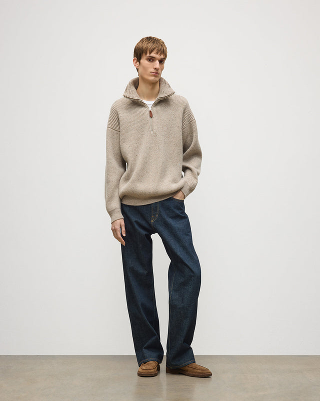 Kinnaird Natural Half Zip Donegal Cashmere Jumper