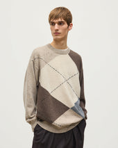 Monteith Natural Exploded Argyle Donegal Cashmere Jumper
