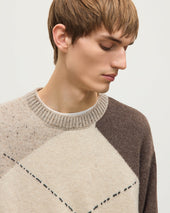 Monteith Natural Exploded Argyle Donegal Cashmere Jumper