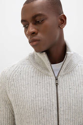 Donegal Ribbed Grey Zip Cardigan