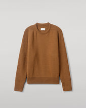 Ribbed Dark Camel Cashmere Jumper