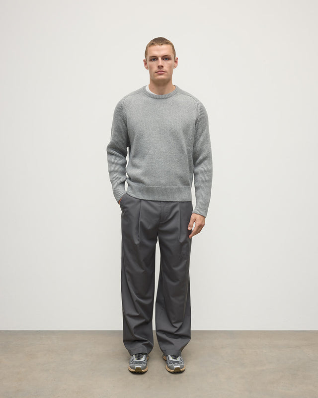 Ribbed Light Grey Cashmere Jumper