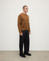 Ribbed Dark Camel Cashmere Jumper