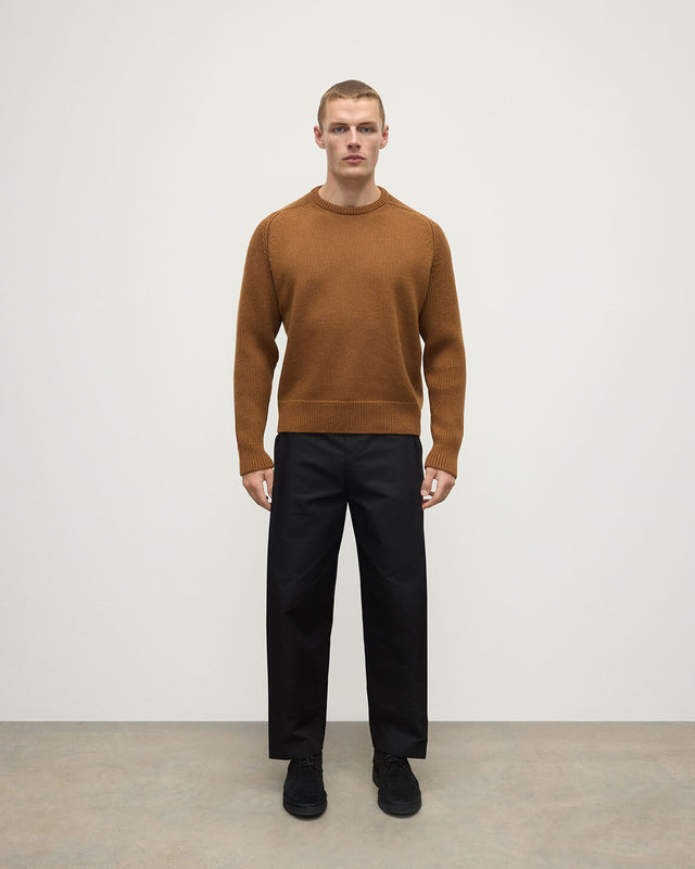 Ribbed Dark Camel Cashmere Jumper