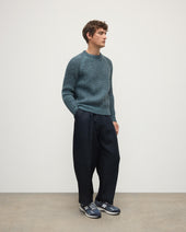 Ribbed Donegal Cashmere Blue Jumper