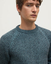 Ribbed Donegal Cashmere Blue Jumper