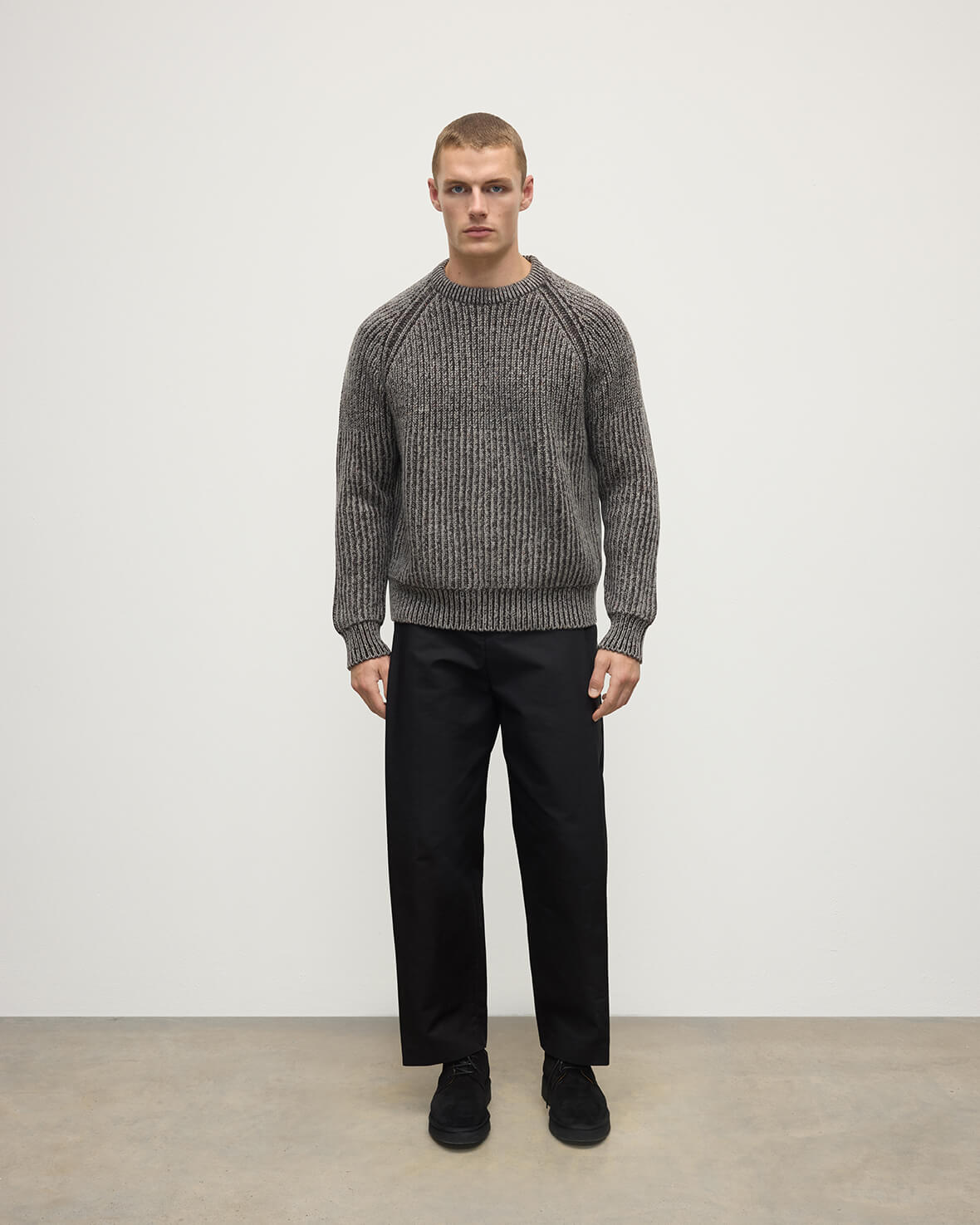 Ribbed Donegal Cashmere Grey Jumper