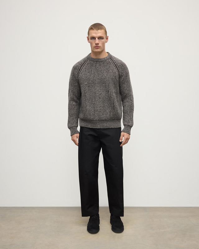 Ribbed Donegal Cashmere Grey Jumper