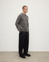 Ribbed Donegal Cashmere Grey Jumper