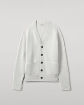Ribbed Cashmere White Cardigan
