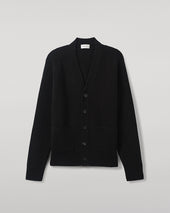 Ribbed Cashmere Black Cardigan