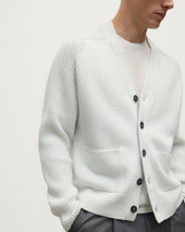 Ribbed Cashmere White Cardigan