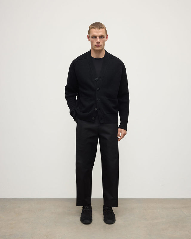 Ribbed Cashmere Black Cardigan