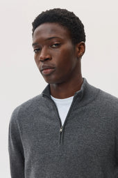 Classic Cashmere Mid Grey Zip Neck Jumper