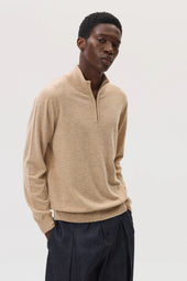 Classic Cashmere Natural Zip Neck Jumper