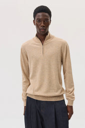 Classic Cashmere Natural Zip Neck Jumper