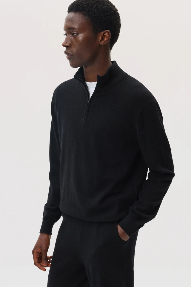 Classic Cashmere Black Zip Neck Jumnper