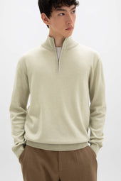 Light Green Cashmere Zip Neck Jumper