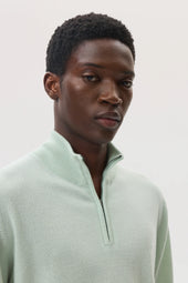 Classic Cashmere Light Green Zip Neck Jumper