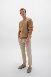 Contrast Trim Unisex Cable Cashmere Sweater