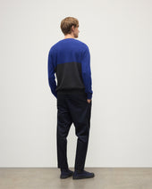 Shaded Charcoal & Blue Colour Block Cashmere Jumper
