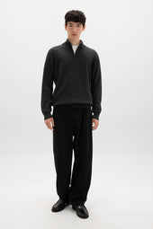 Charcoal Contrast Trim Cashmere Jumper