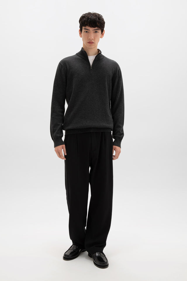 Charcoal Contrast Trim Cashmere Jumper