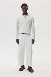 Contrast Trim Cashmere White Zip Neck Jumper