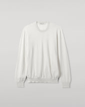 Superfine Cashmere White Round Neck Jumper