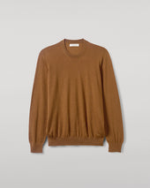 Superfine Cashmere Dark Camel Round Neck Jumper