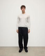 Superfine Cashmere White Round Neck Jumper
