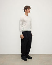 Superfine Cashmere White Round Neck Jumper
