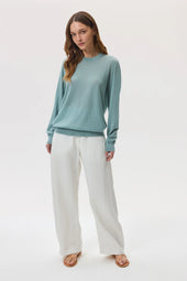 Superfine Cashmere Light Green Round Neck Jumper
