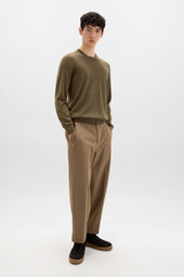 Superfine Cashmere Round Neck Olive Green Jumper