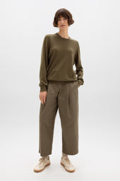 Superfine Cashmere Round Neck Olive Green Jumper