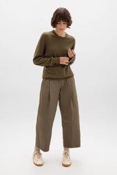 Superfine Cashmere Round Neck Olive Green Jumper