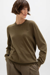 Superfine Cashmere Round Neck Olive Green Jumper