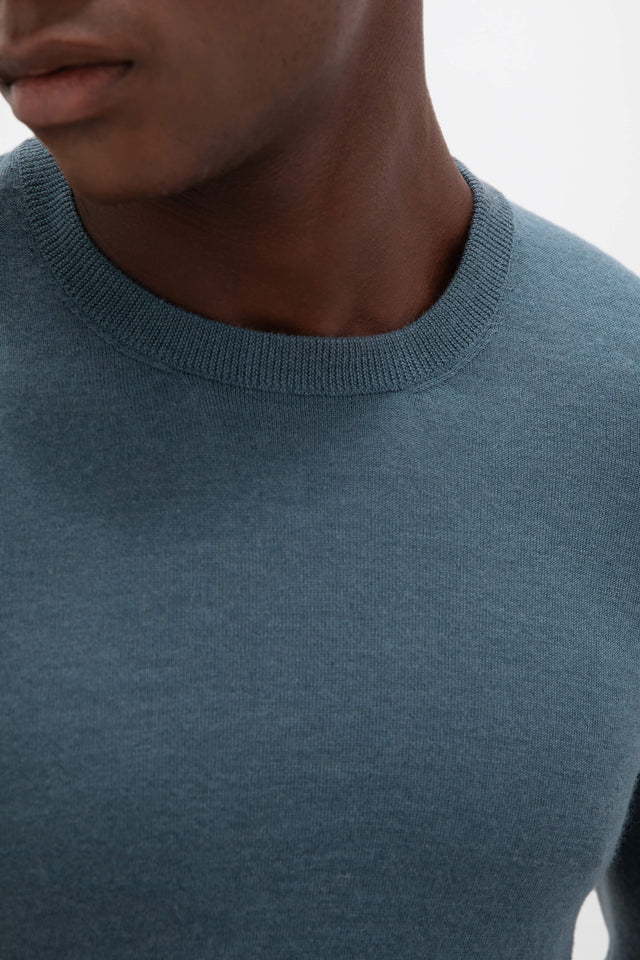 Superfine Cashmere Round Neck Blue Jumper