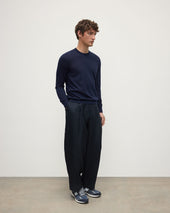 Superfine Cashmere Dark Navy Round Neck Jumper