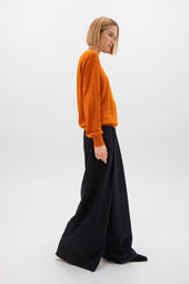 Superfine Cashmere Orange Round Neck Jumper