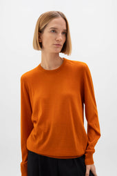 Superfine Cashmere Orange Round Neck Jumper