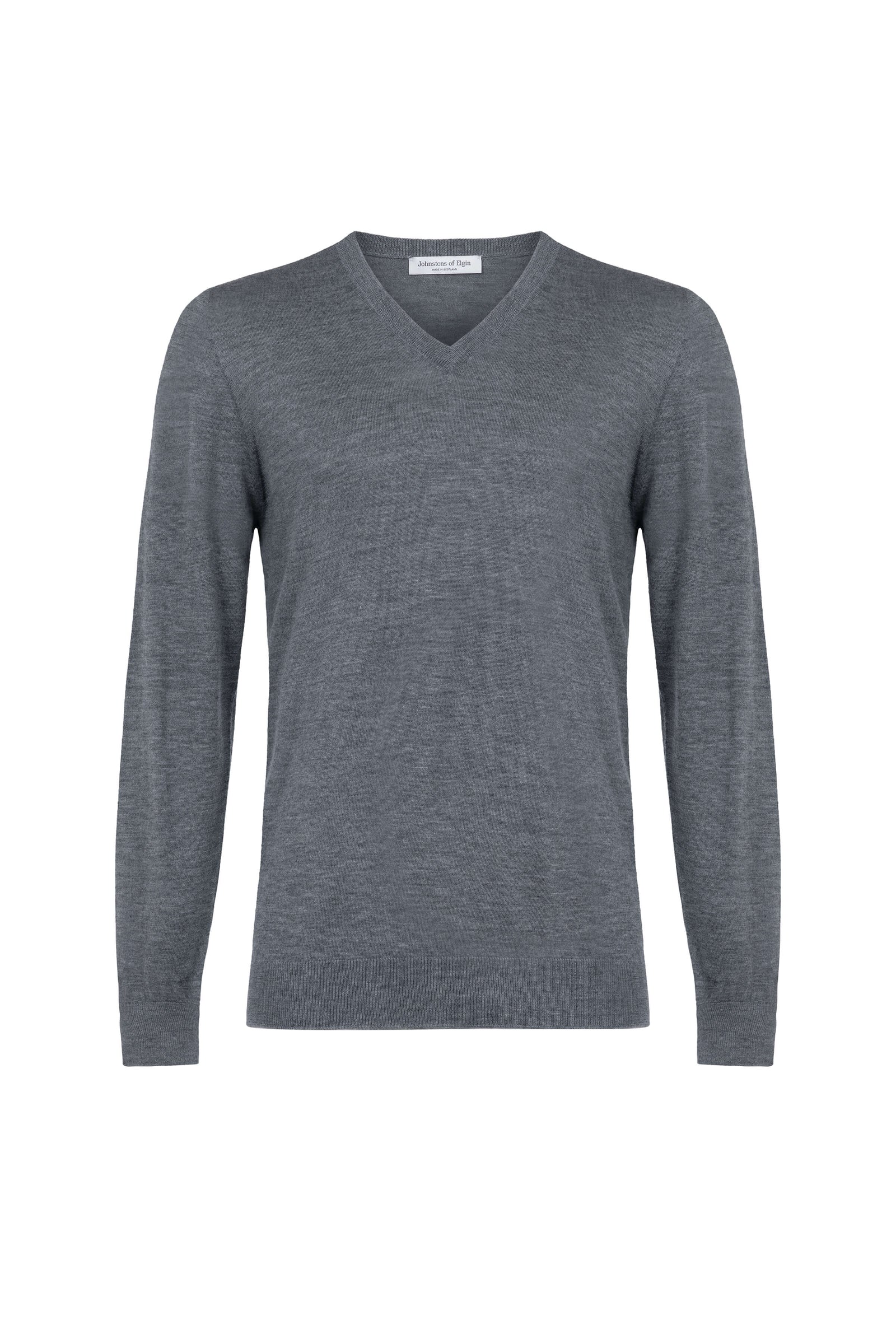Superfine Cashmere Mid Grey V Neck Jumper