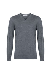 Superfine Cashmere Mid Grey V Neck Jumper
