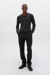 Superfine Cashmere Charcoal V Neck Jumper