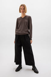 Superfine Cashmere V Neck Brown Jumper