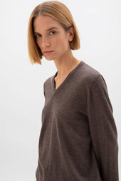 Superfine Cashmere V Neck Brown Jumper