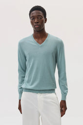 Superfine Cashmere Light Green V Neck Jumper